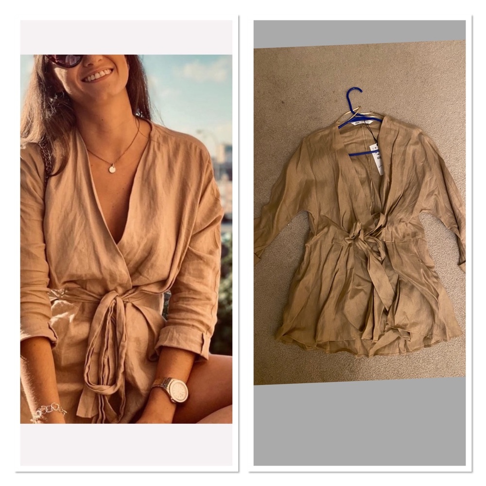 Zara belted linen blouse, bloggers favorite - Picture 7 of 11